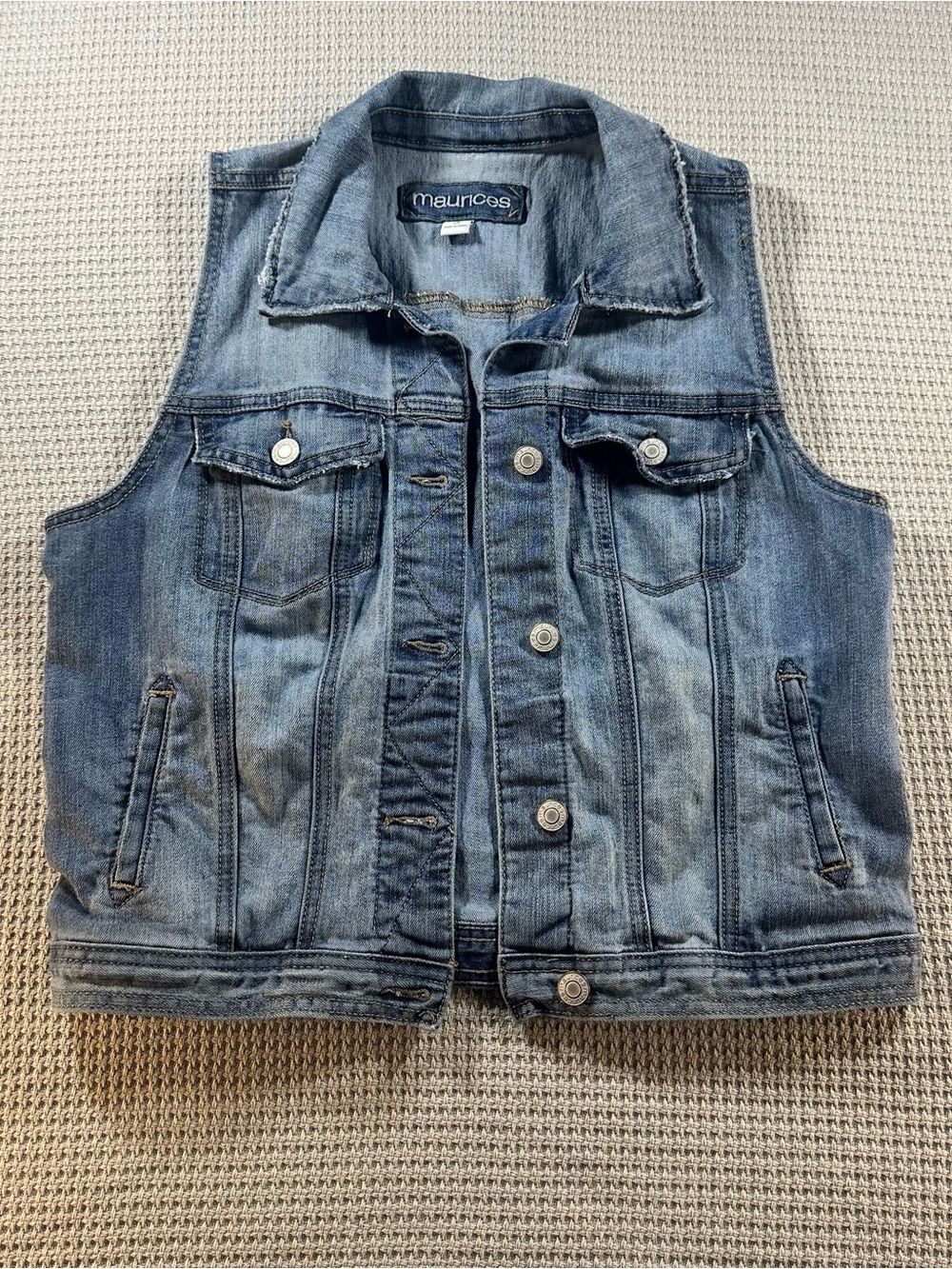 Maurices Womens Denim Vest in Washed Blue